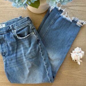Free People Classic Blue High-Rise Frayed Hem Women’s Jeans